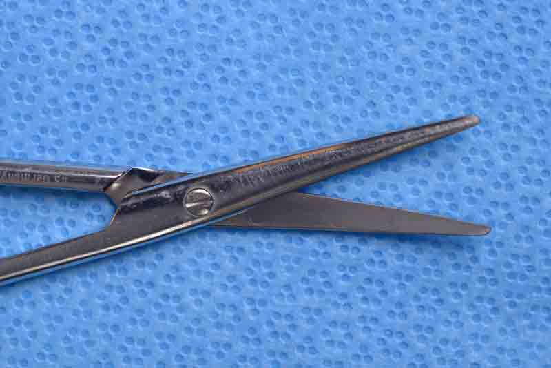 These scissors have blunted tips and are designed for both cutting delicate tissue and for blunt tissue dissection. They are not recommended for cutting sutures, drains, or heavy tissue. The Metzenbaum scissors are similar to Mayo scissors but are lighter with a more slender midsection which improves their utility in tighter operating fields. Often these scissors are used to release the conjoint tendon via browplasty incisions placed at, or behind, the hairline.