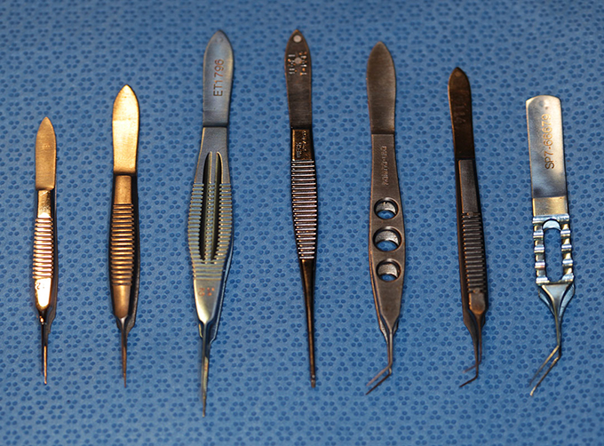 collection of surgery forceps 